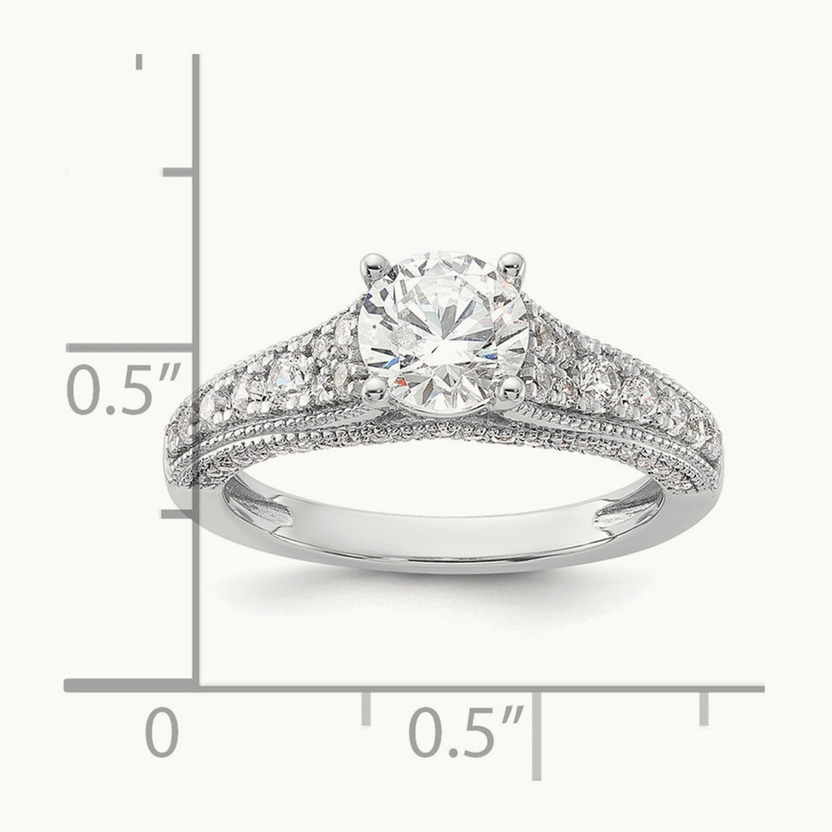 Round Engagement Ring, 1.50 ct tw Lab-Grown Diamond — 14K White Gold