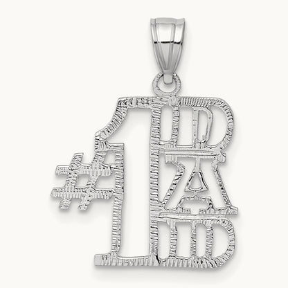 #1 DAD Pendant, 14K White Gold