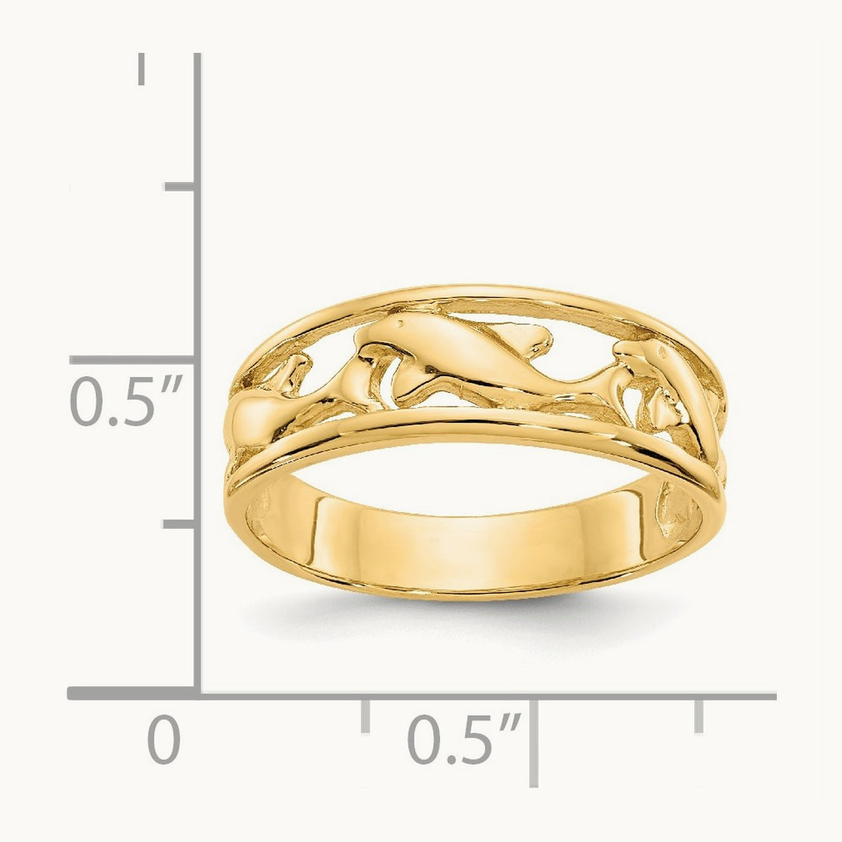 Triple Dolphin Band Ring, 14K