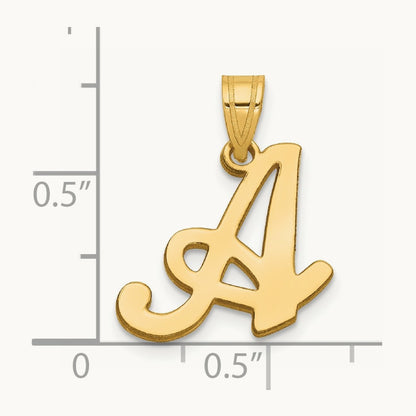 Script Letter A Initial Pendant, 14K