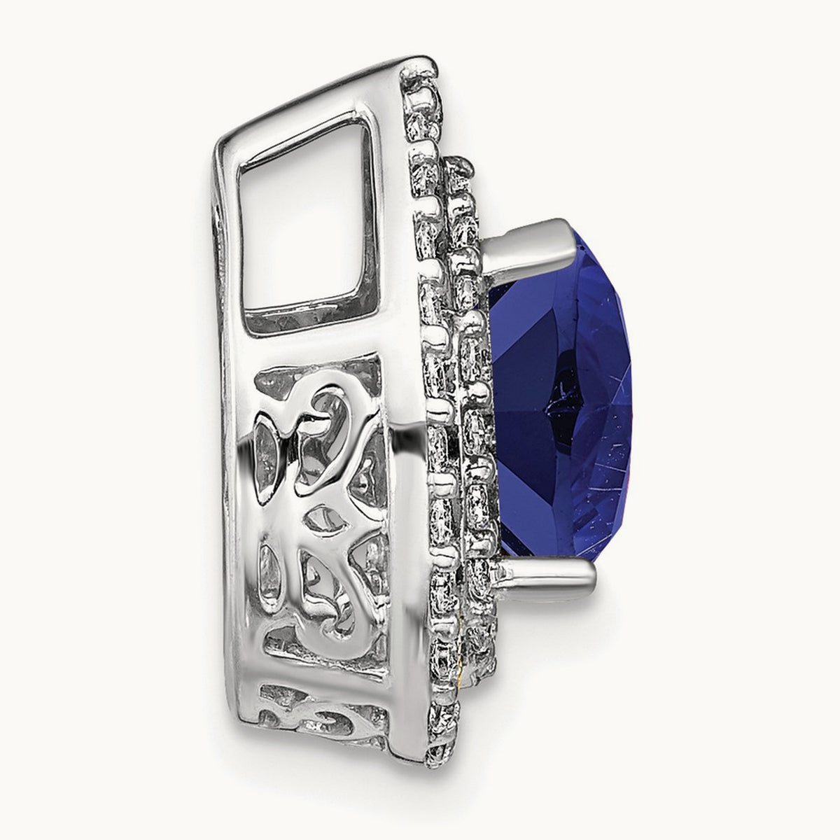 Created Blue Sapphire Chain Slide, 0.50 ct tw Lab-Grown Diamond