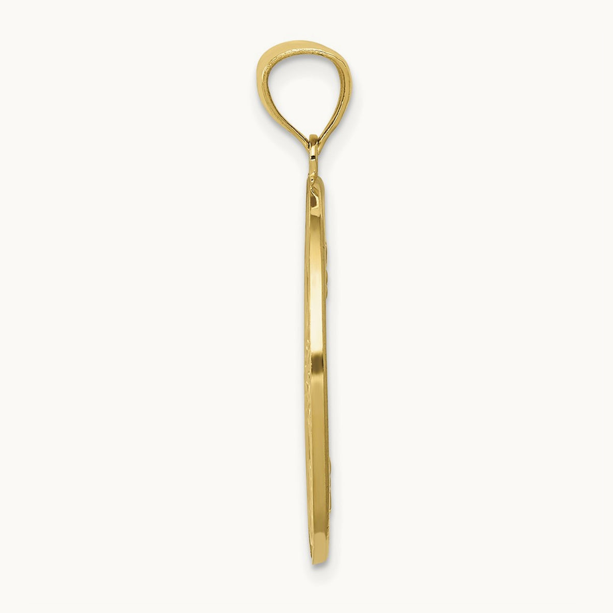 Polished Doves in Circle Pendant, 14K Yellow Gold