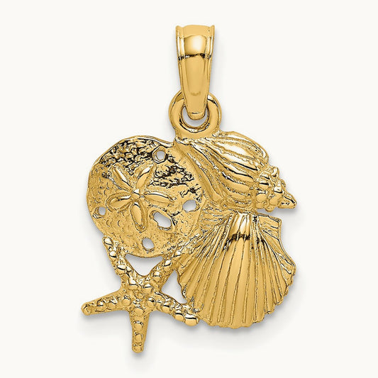 Four Shell Cluster Charm, 14K
