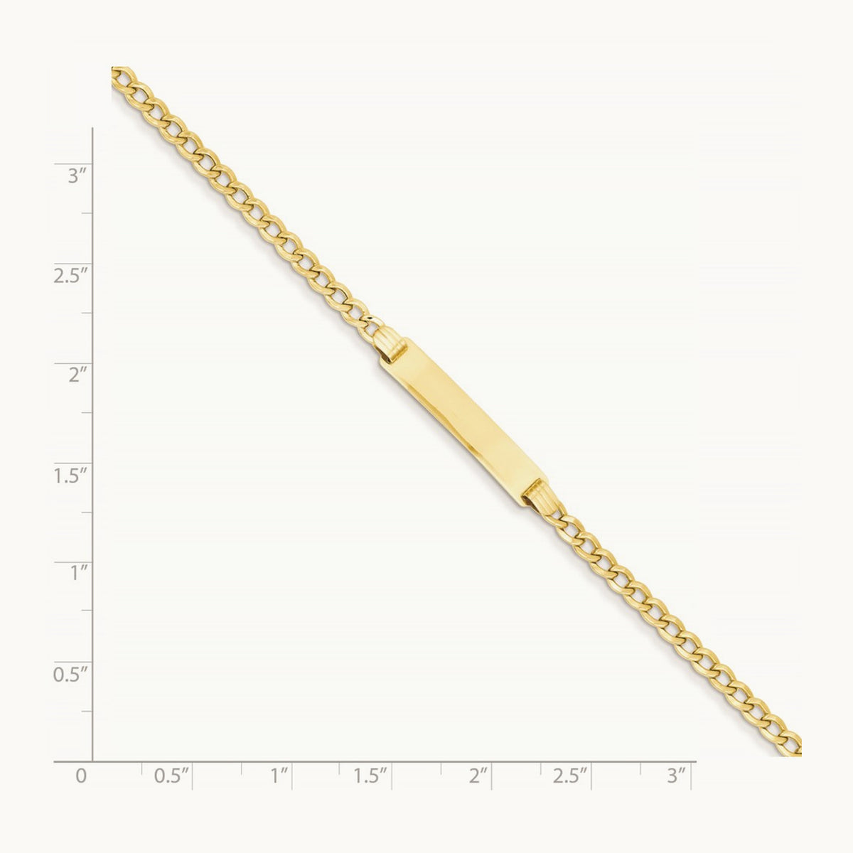 Semi-Solid Polished Cuban ID Bracelet, 14K