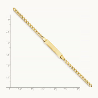 Semi-Solid Polished Cuban ID Bracelet, 14K