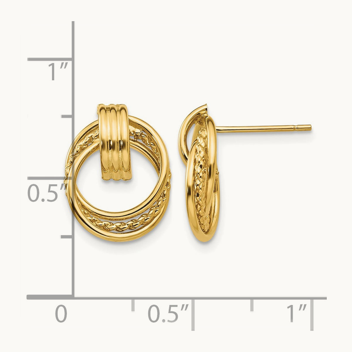 Polished Fancy Post Earrings, 14K