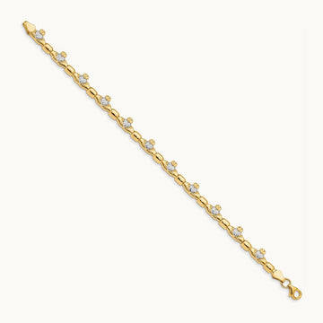 w/ Rhodium D/C Claddagh Polished Link Bracelet, 14K