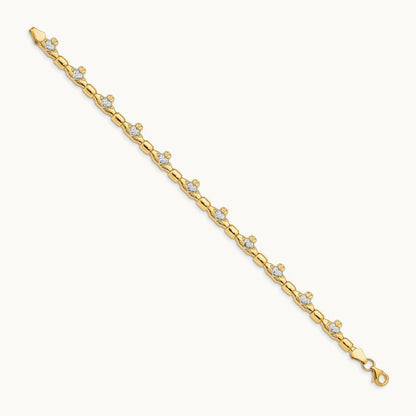 w/ Rhodium D/C Claddagh Polished Link Bracelet, 14K