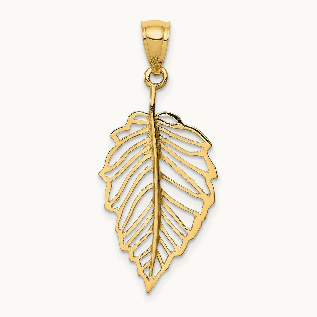 Polished Leaf Pendant, 14K