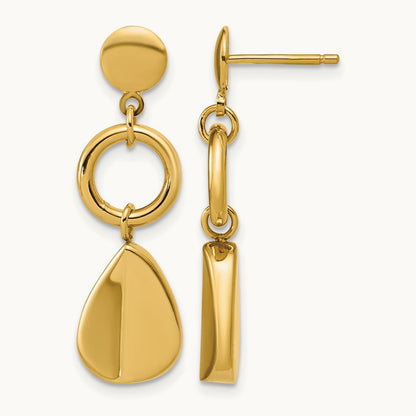 Polished Geometric Fancy Dangle Post Earrings, 14K — Leslie's