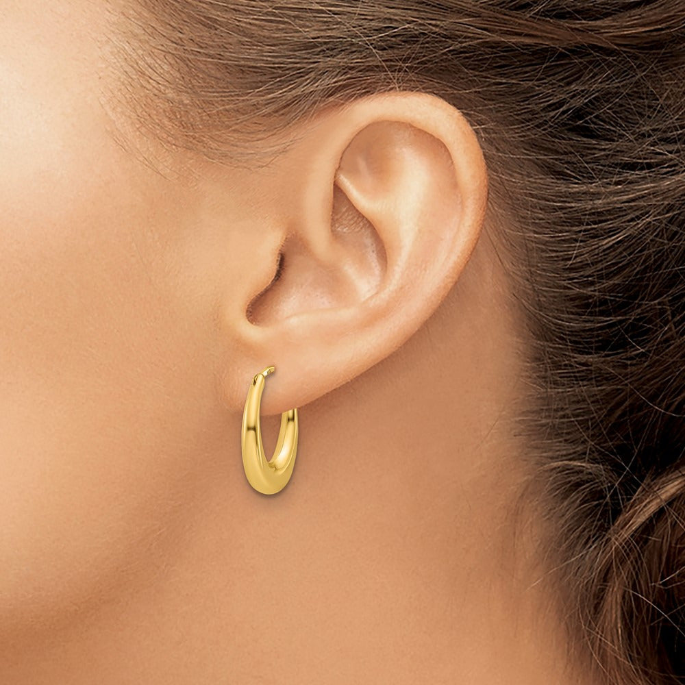 Polished Tapered Oval Hoop Earrings — Leslie's — photo set