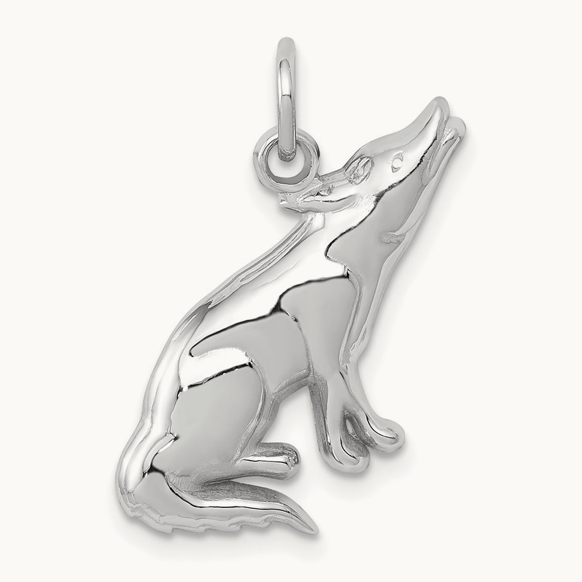 Wolf Charm, 14K White Gold