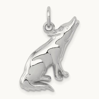 Wolf Charm, 14K White Gold