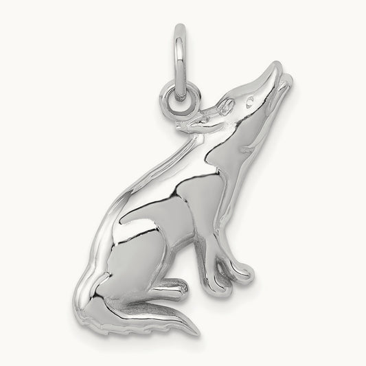 Wolf Charm, 14K White Gold