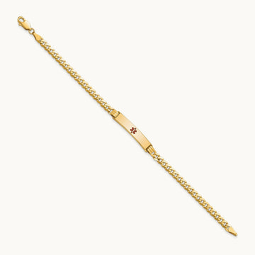Medical Red Enamel Curb Link ID Bracelet, 14K