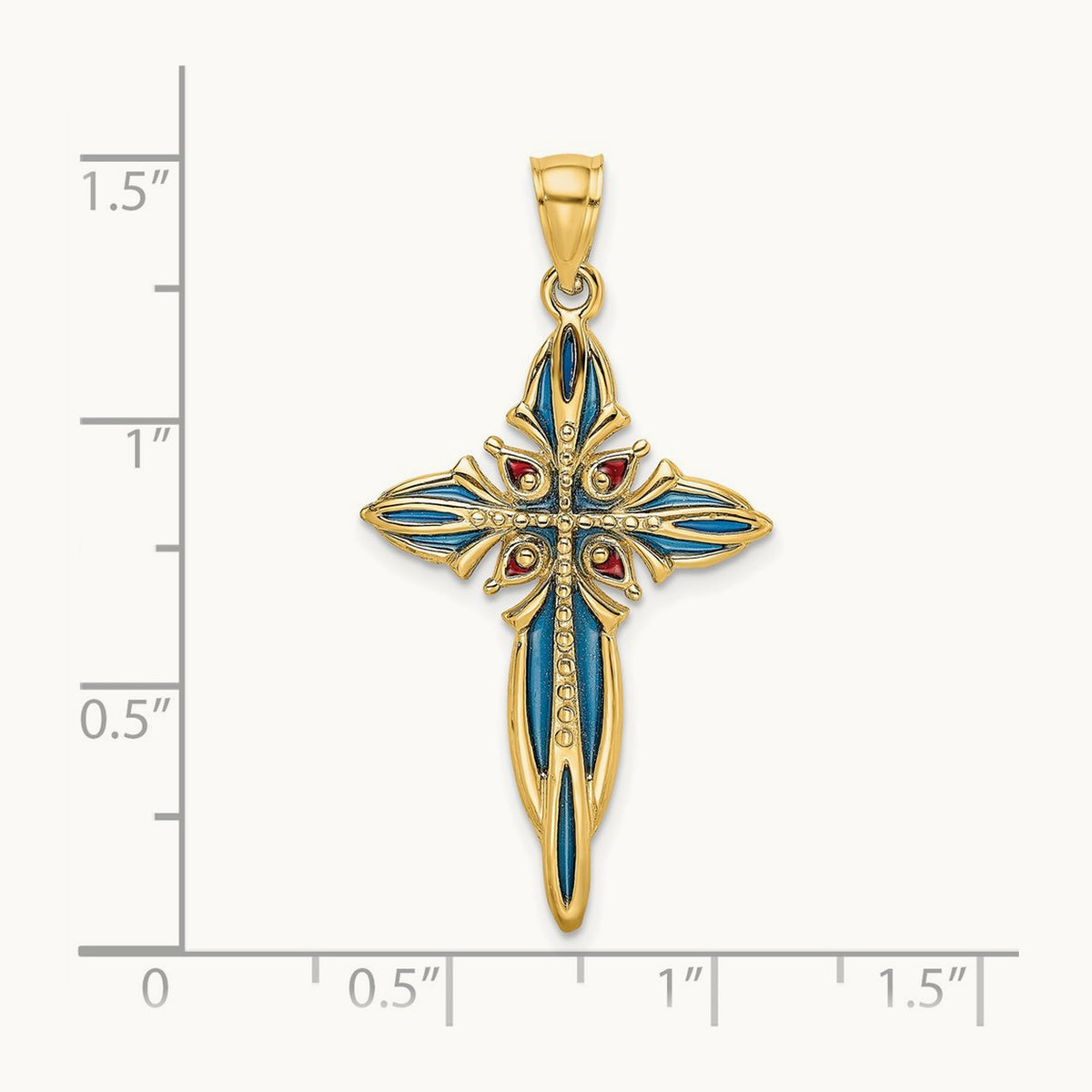 Blue and Red Enameled Cross Charm — 31.75mm