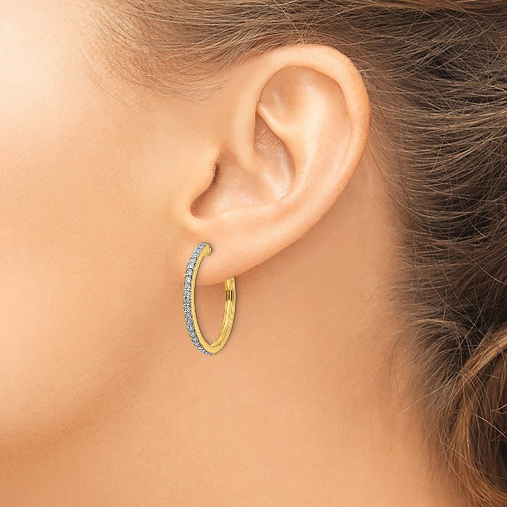 Hinged Hoop Earrings, 0.50 ct tw Lab-Grown Diamond — 14K Yellow Gold