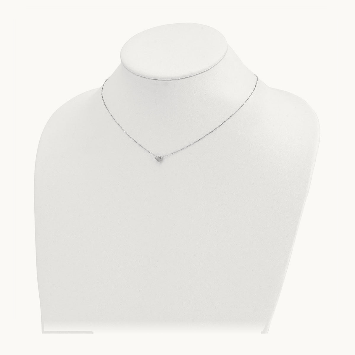 Polished Heart 16.5in Necklace — 14K White Gold