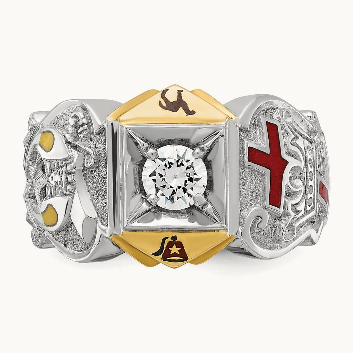 14ktt IBGoodman Men's Enameled & Dia Knights Templar Shriner's Ring