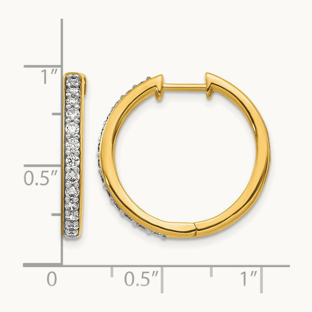 Diamond Hinged Hoop Earrings — 14K Yellow Gold, 0.52 ct