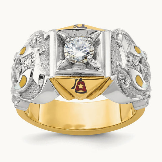 14ktt IBGoodman Men's Enameled & Diamond Masonic Shriner's Ring