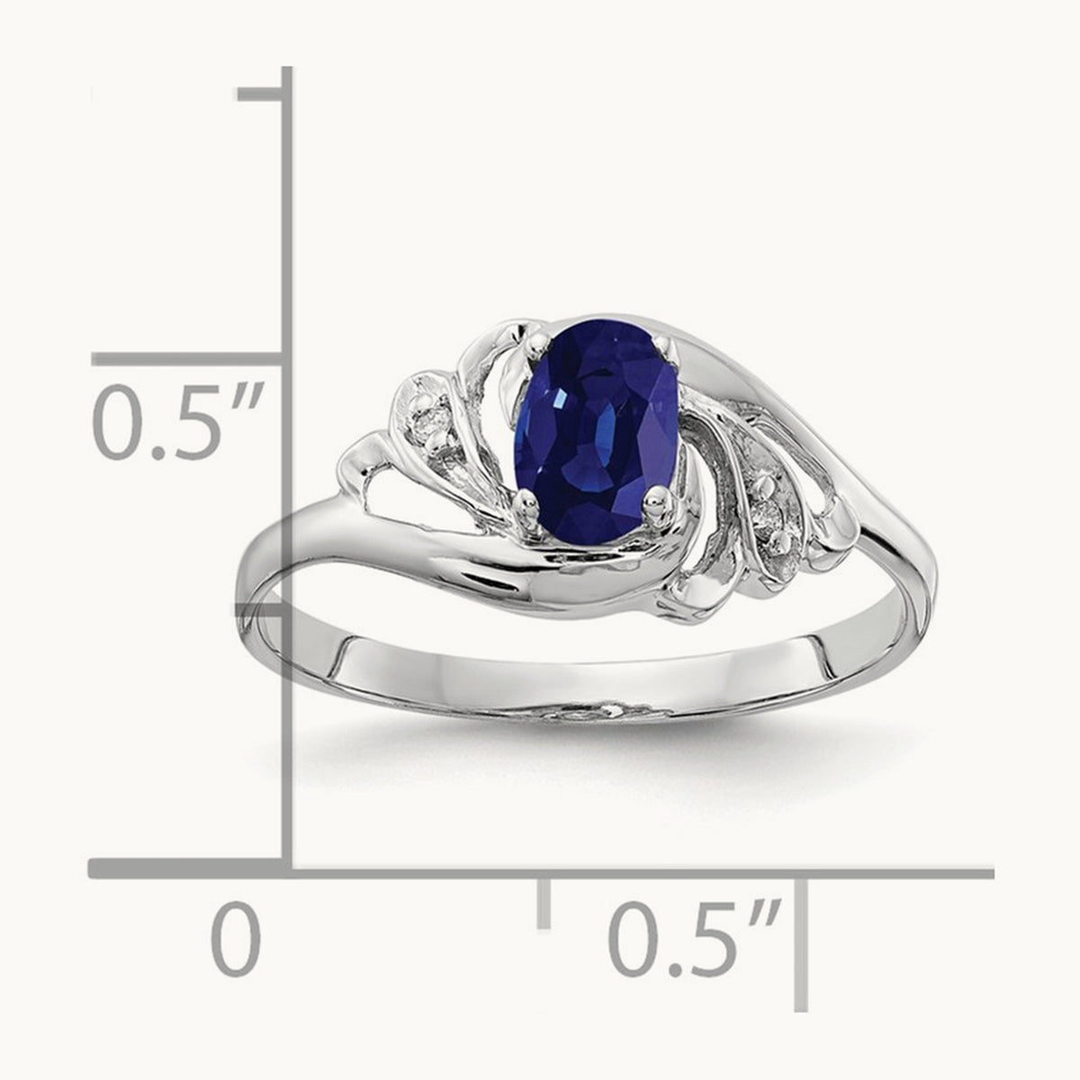 6x4mm Oval Sapphire AA Diamond ring, 14K White Gold
