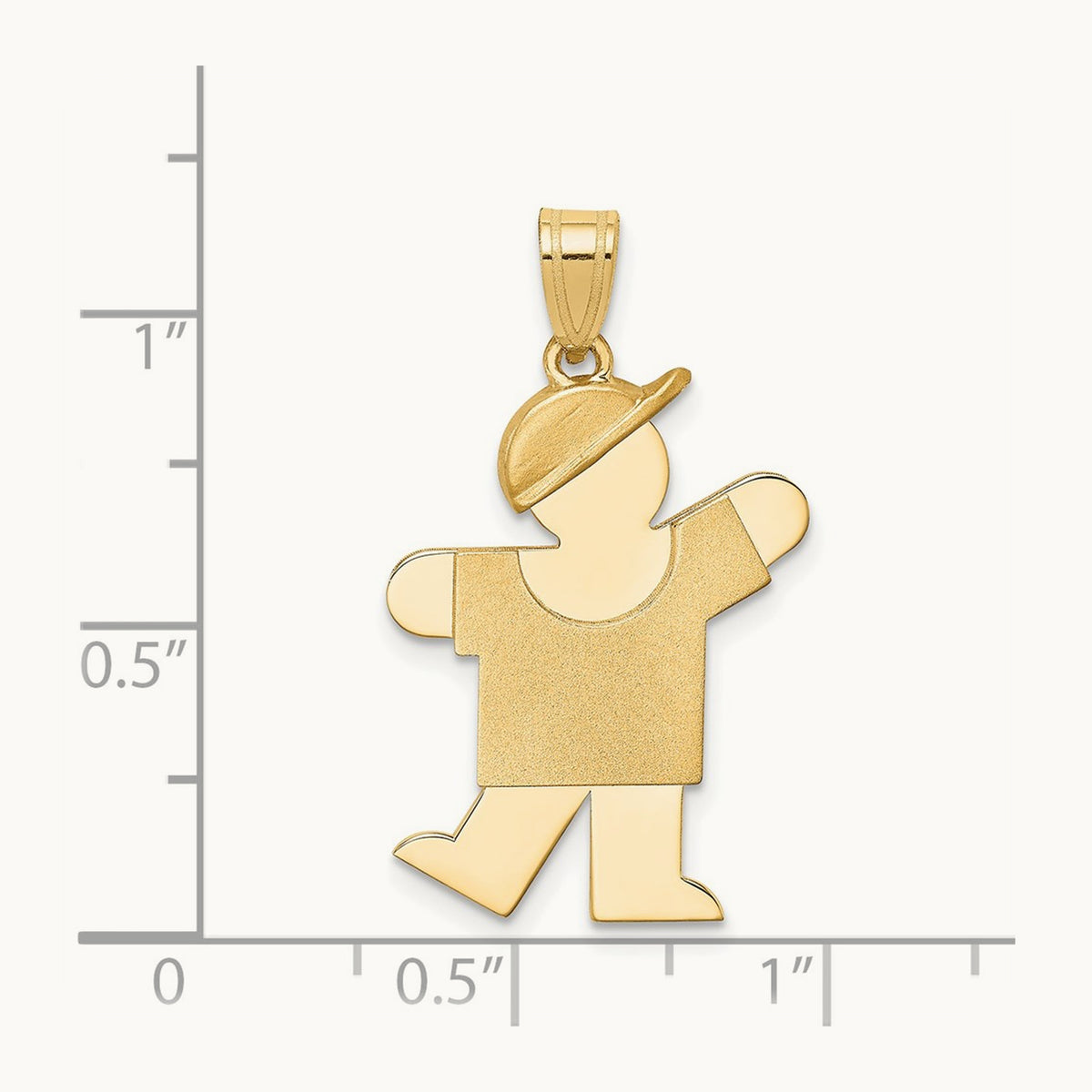 Solid Engravable Boy with Hat on Left Charm — 30mm