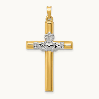 Claddagh Cross Pendant, 14K Two-tone