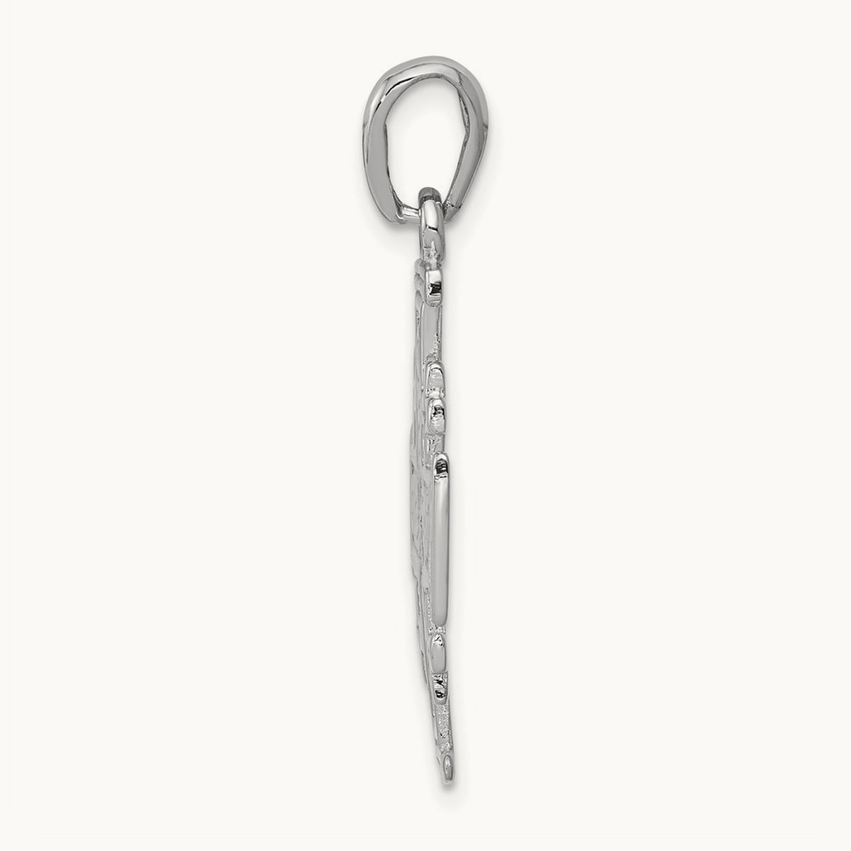 Jerusalem Cross Pendant — 14K White Gold, 32mm