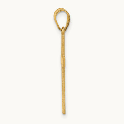 Florentine Satin Cross Pendant — 14K Yellow Gold, 25mm