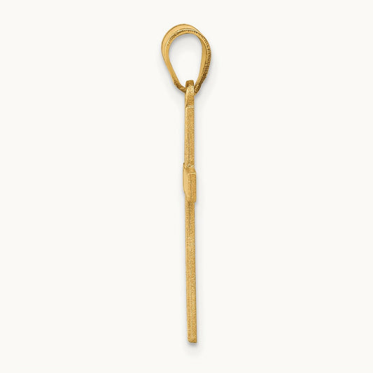 Florentine Satin Cross Pendant — 14K Yellow Gold, 25mm