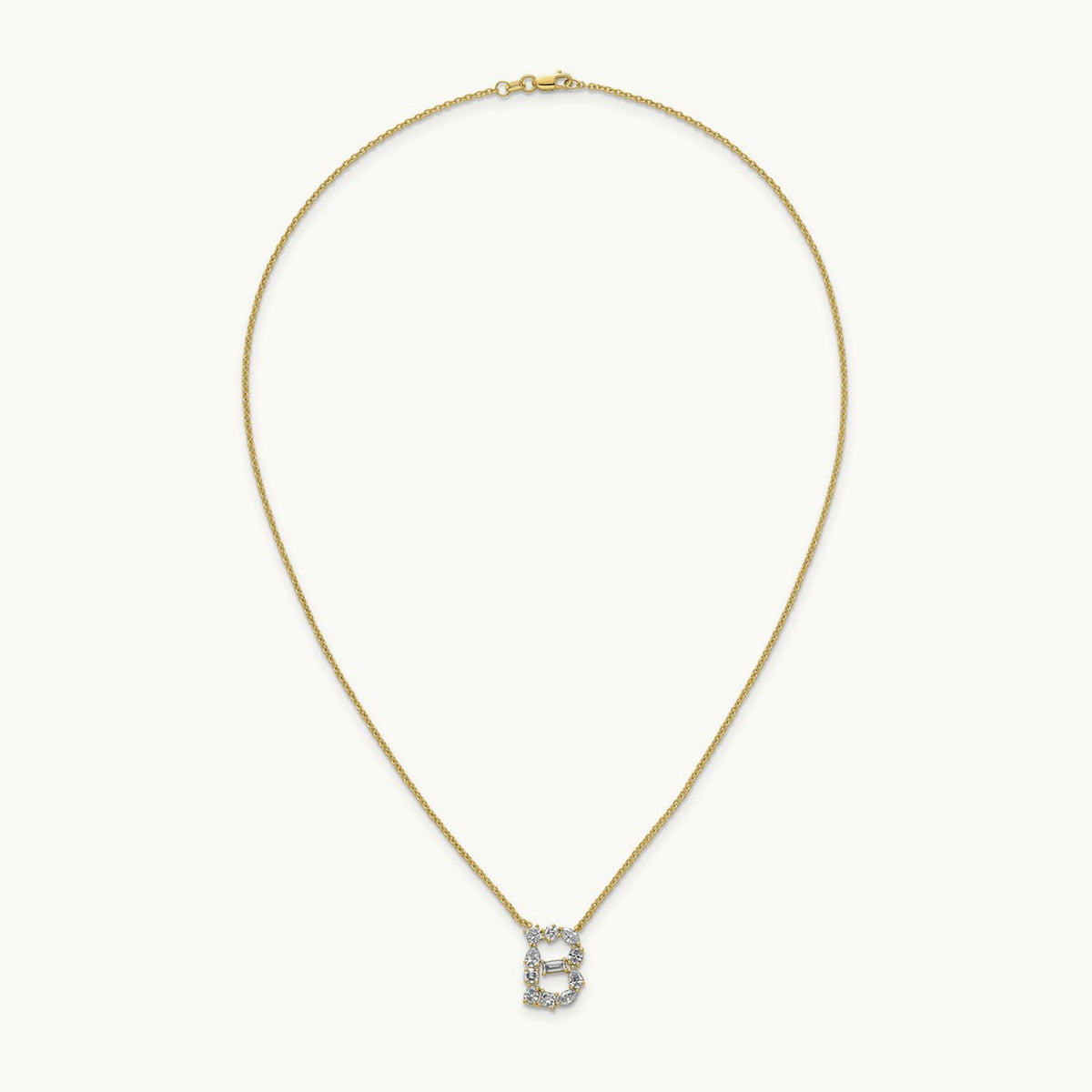 Initial B Necklace, 1.25 ct tw Lab-Grown Diamond