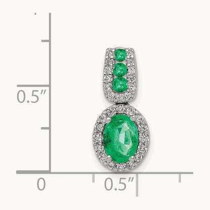 Halo Diamond and Oval Emerald Halo Pendant, 14K White Gold