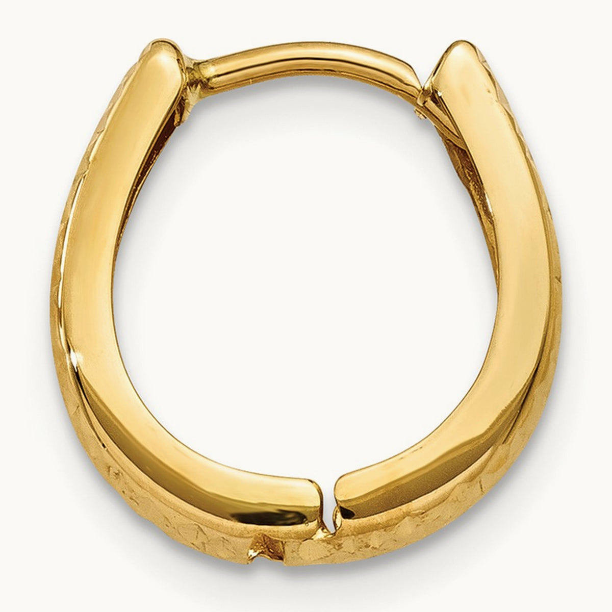 Single 14K Gold Textured and Polished Hinged Hoop Earring