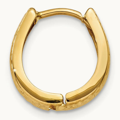 Single 14K Gold Textured and Polished Hinged Hoop Earring