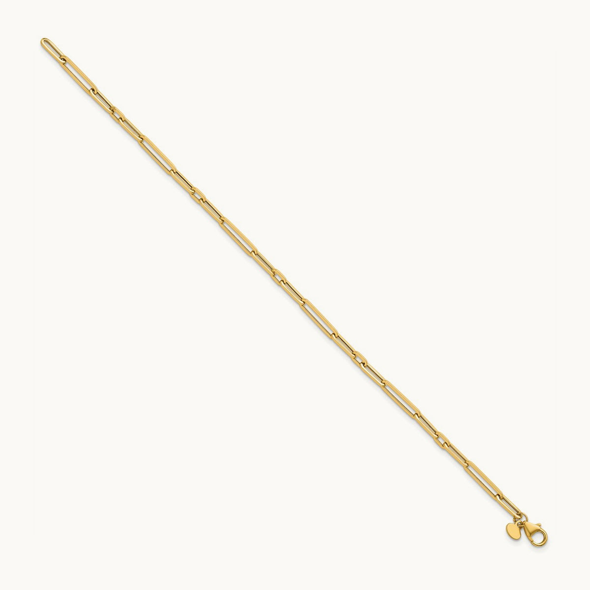 Polished 7.5in Paperclip Link Bracelet, 14K