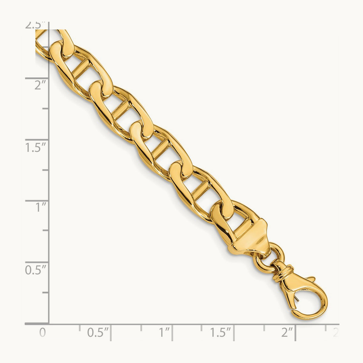 Hand-polished Anchor Link Bracelet — 14K Yellow Gold, 9mm