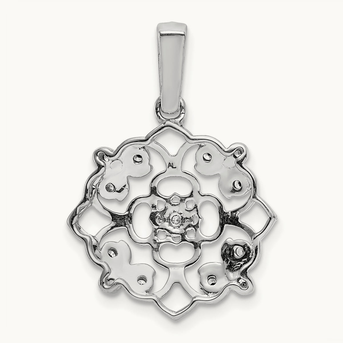 Fancy 1/15ct. Diamond Vintage Pendant, 14K White Gold