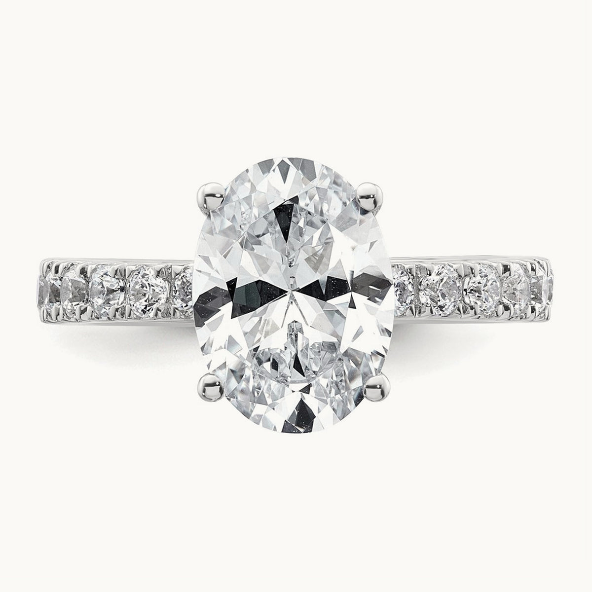 Oval Semi-Mount Solitaire Engagement Ring, 0.25-0.50 ct tw Lab-Grown Diamond — 5/8 ct, VS/SI (Great), 14K White Gold