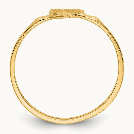 Diamond Cut Heart Signet Ring, 14K