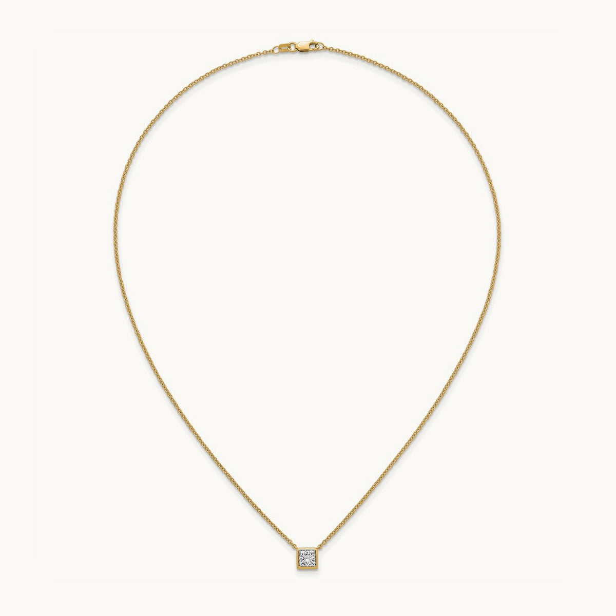 Princess Bezel Set Pendant, 1.00-4.00 ct tw Lab-Grown Diamond — 1 ct, 14K Yellow Gold