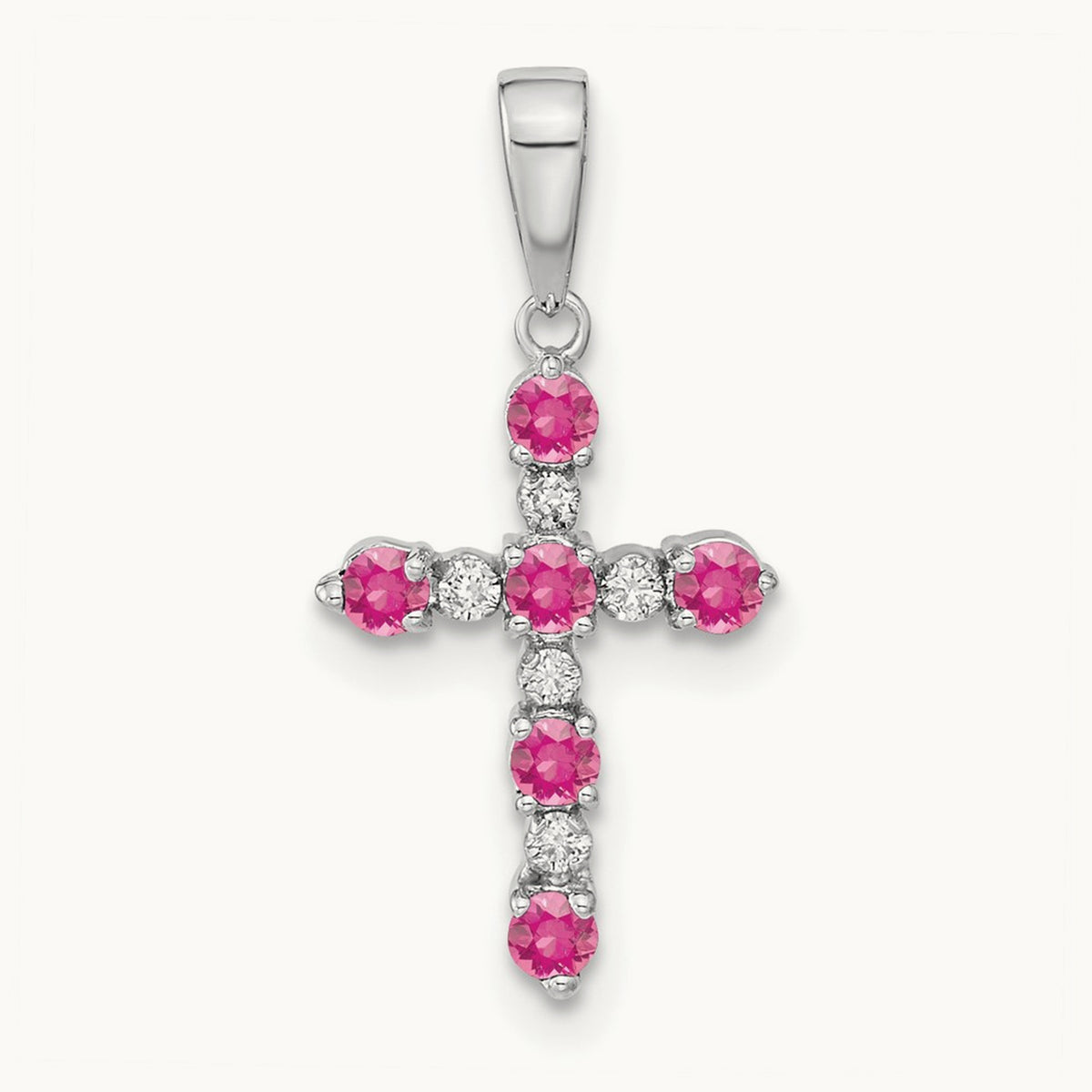 Tourmaline and Diamond Cross Pendant — 14K White Gold