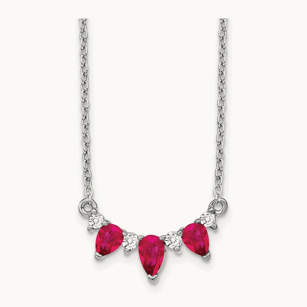 Created Ruby Necklace, 0.10 ct tw Lab-Grown Diamond