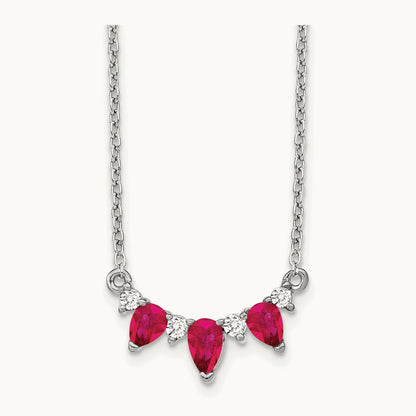 Created Ruby Necklace, 0.10 ct tw Lab-Grown Diamond