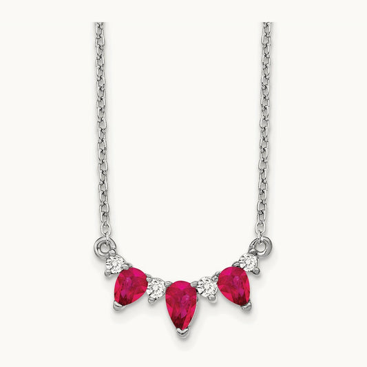 Created Ruby Necklace, 0.10 ct tw Lab-Grown Diamond