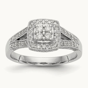 Complete Diamond Cluster Engagement Ring — photo set