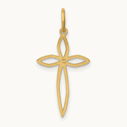 Laser Designed Passion Cross Charm, 14K