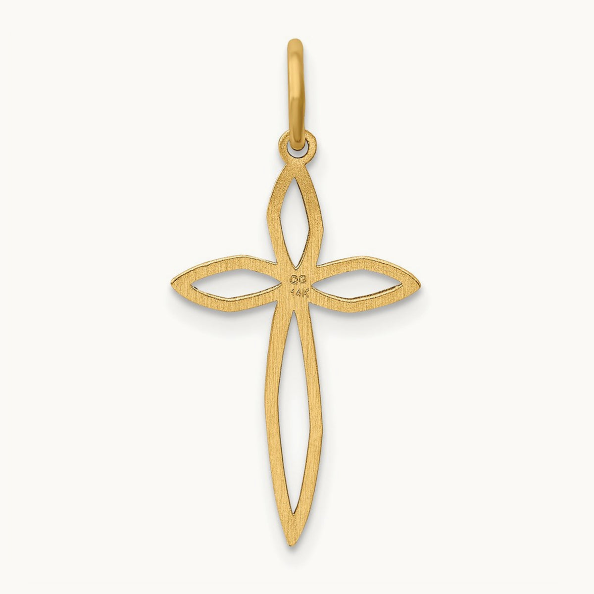 Laser Designed Passion Cross Charm, 14K