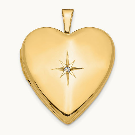 Diamond Heart Locket — 14K Yellow Gold