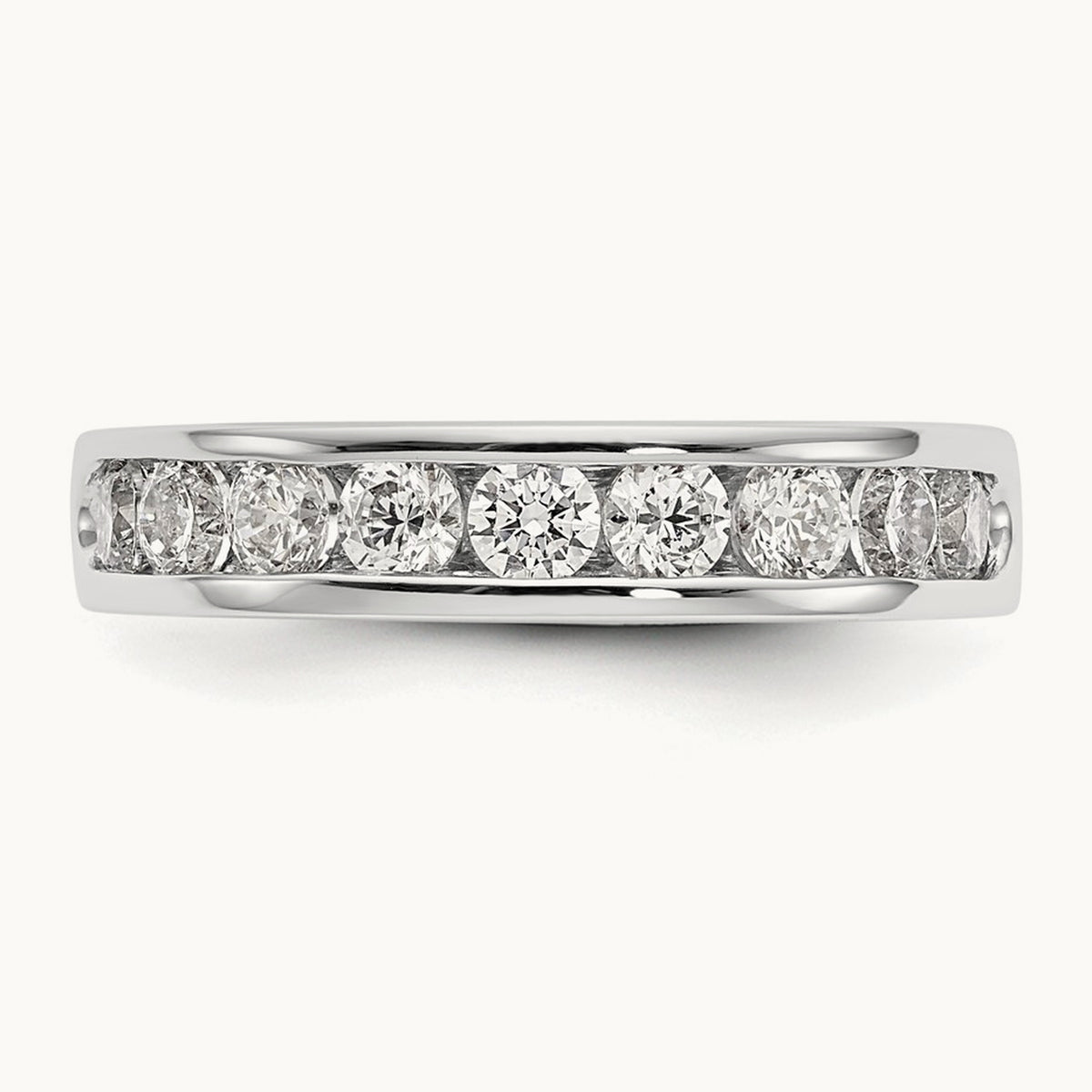 9- Stone Channel Band Mounting, 3mm, 14K White Gold
